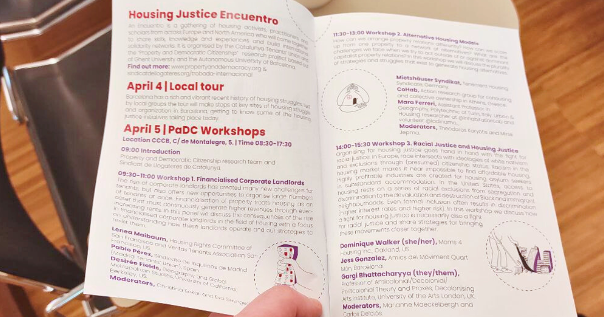 Housing Justice Encuentro w Barcelonie - program Housing Justice Encuentro w Barcelonie - program